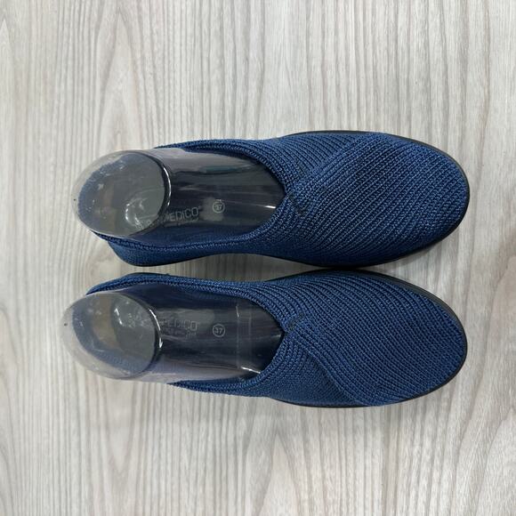 Arcopedico Mailu Shoe Sport Slip-On Knit Sz 37 Blue Black Wedge Washable Stretch - Picture 5 of 11